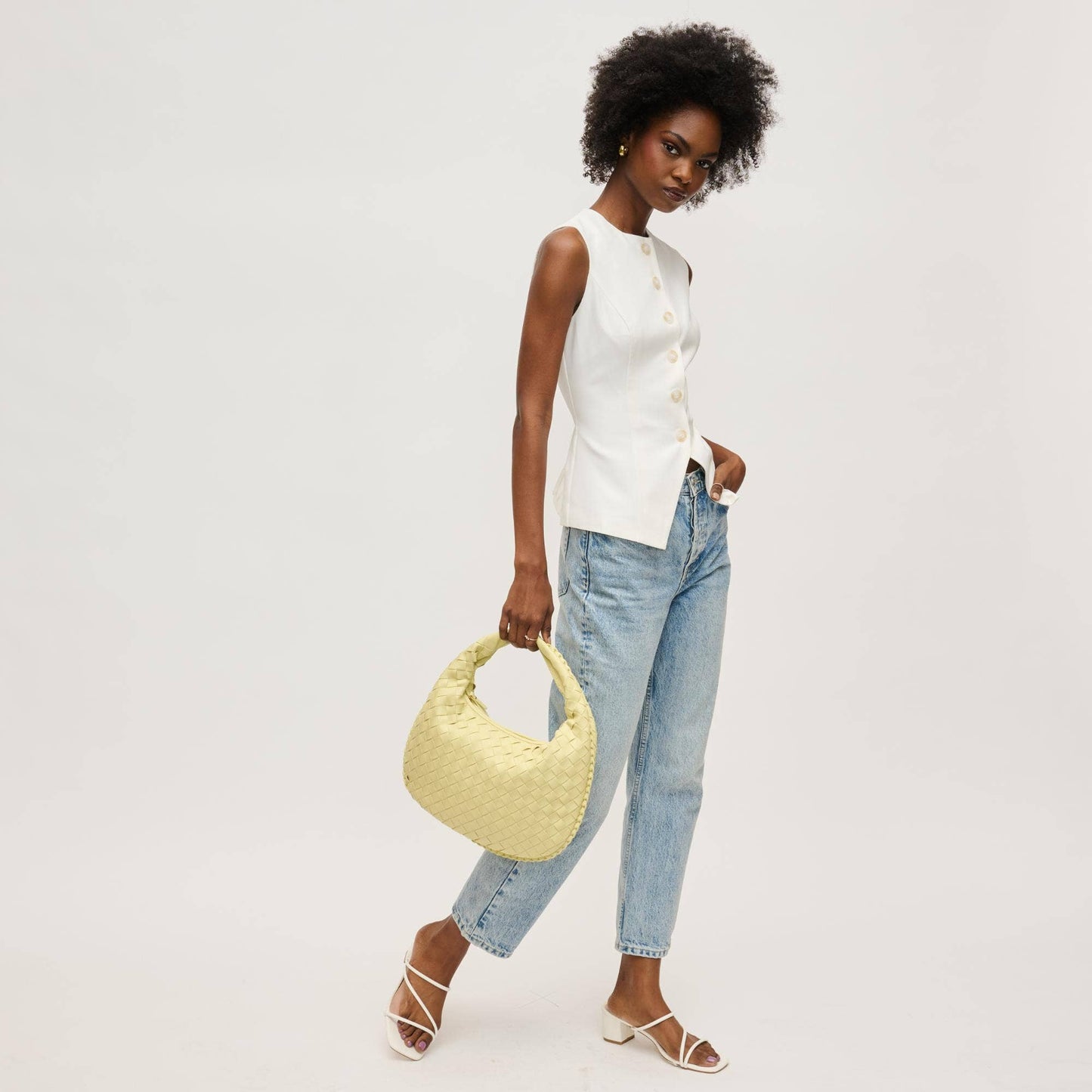 Wendy Woven Shoulder Bag in  Butter Cream