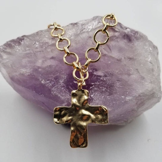 Hammered Cross Necklace
