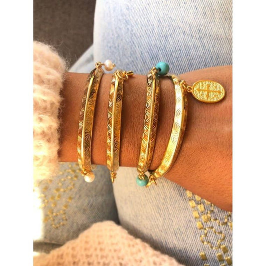 Gold Bangles Bracelets: With Pearls