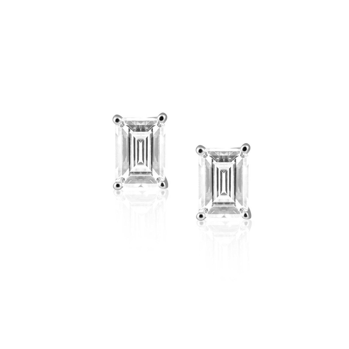 Katie Emerald Cut Studs: Gold