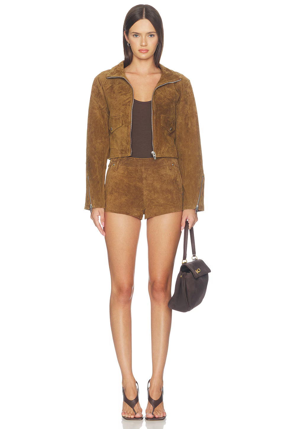 Suede Micro Shorts in Double Espresso