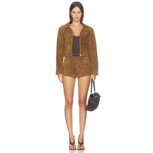 Suede Micro Shorts in Double Espresso