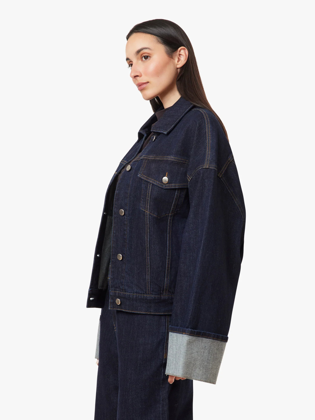 Cuffed Denim Trucker Jacket
