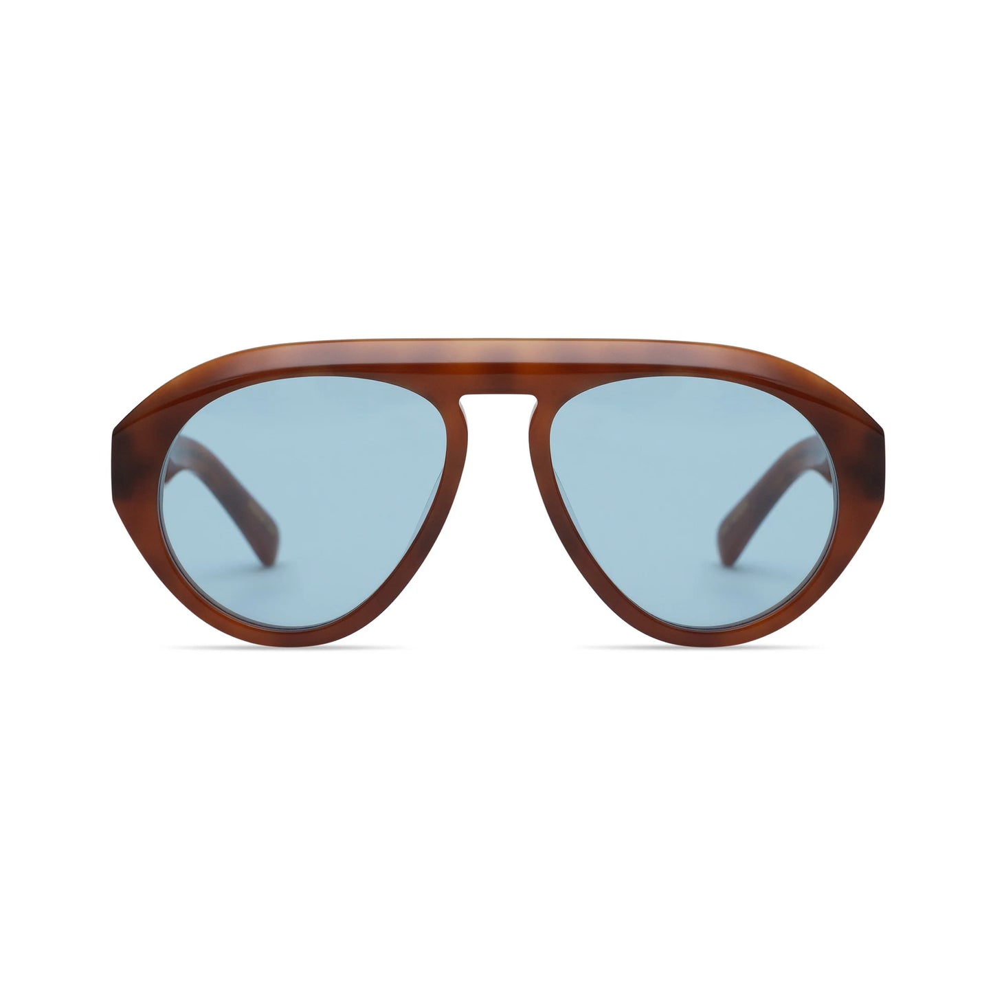 Val in Light brown Tortoise with Blue Lenses