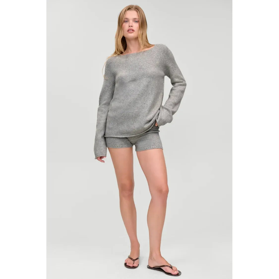 Beau Oversized Brushed Knit Sweater - Fog