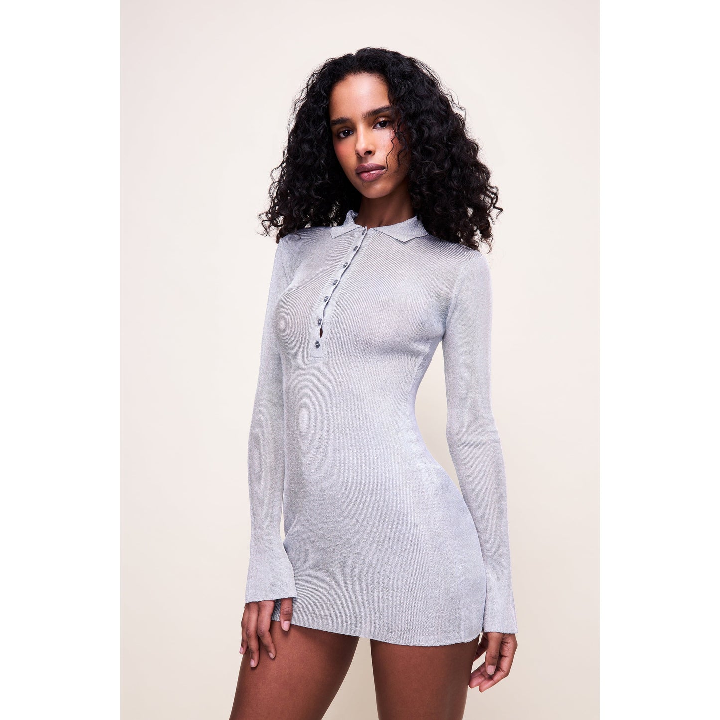 Lilou Mini Dress in Silver - Guizio