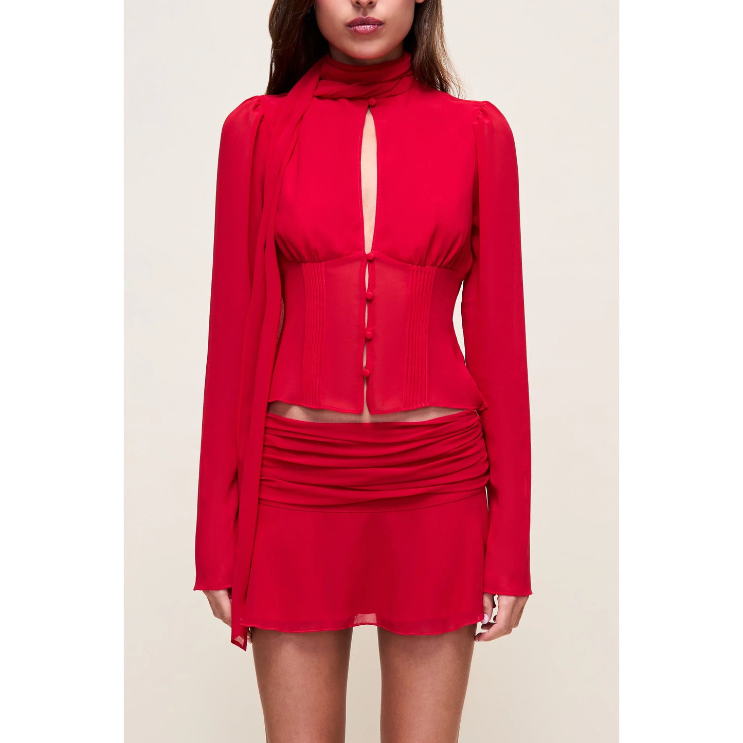 Ara Long Sleeve Top in Red Love - Guizio