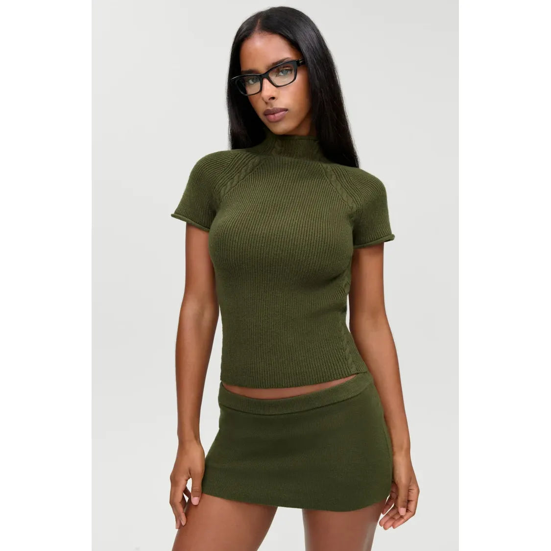 Harmony Cloud knit mock neck in Alpine