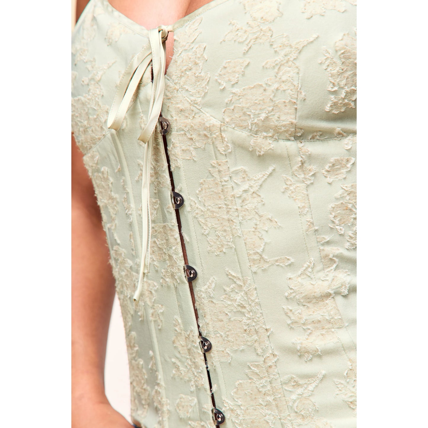Marini Corset Top in Soft Sage Lace