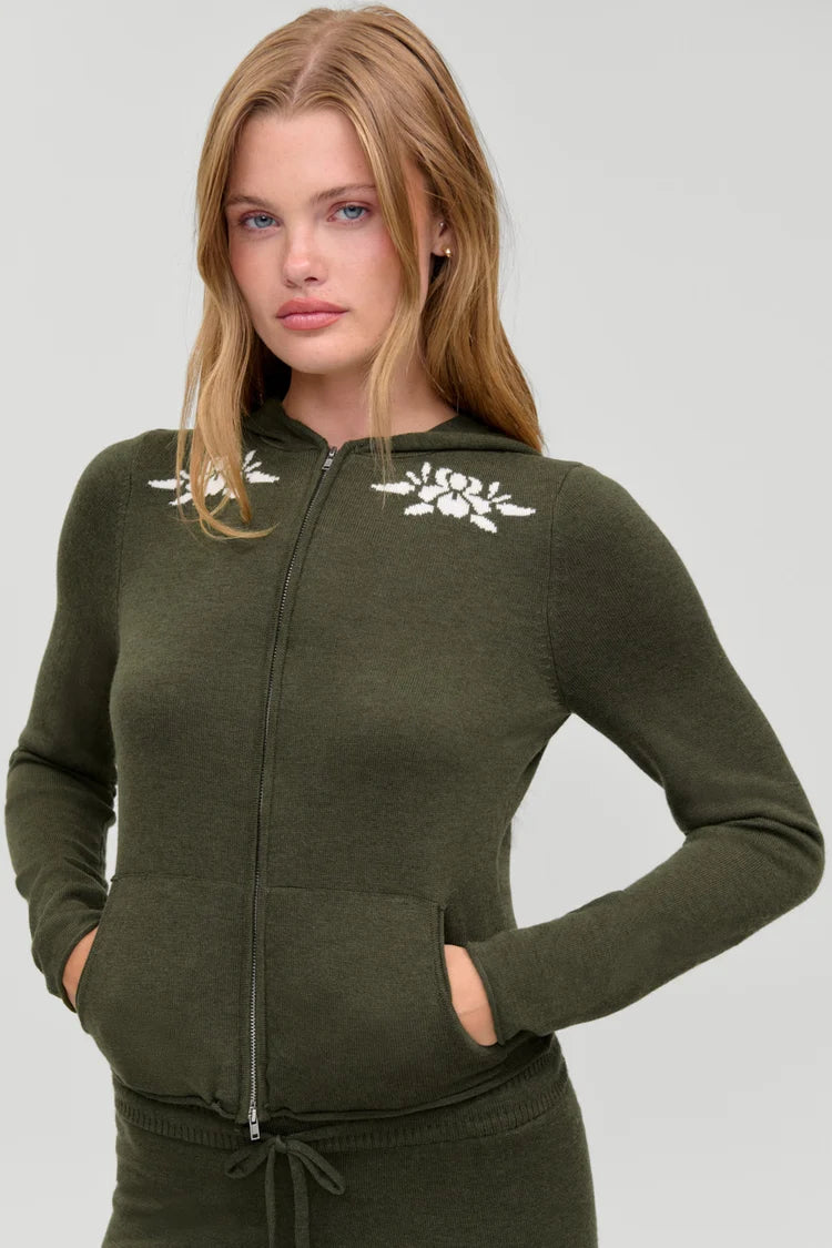 Calvin Knit Zip Up Hoodie in Alpine Flower