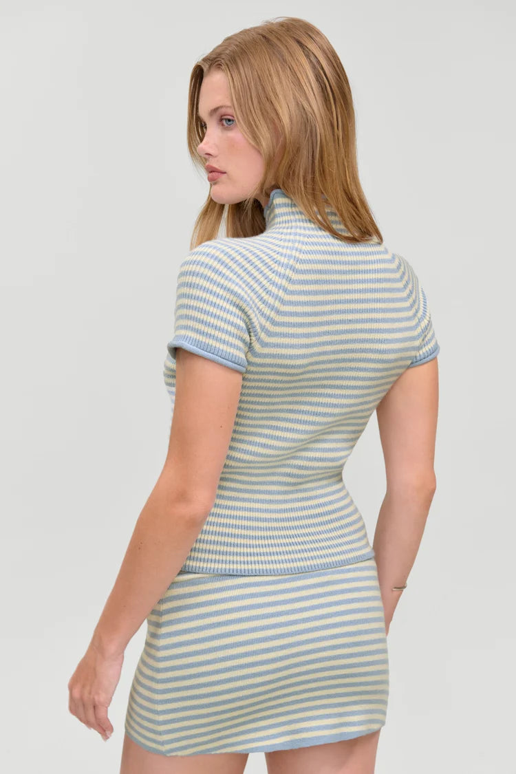 Harmony Cloud Knit Mockneck Top in Hazy Stripe