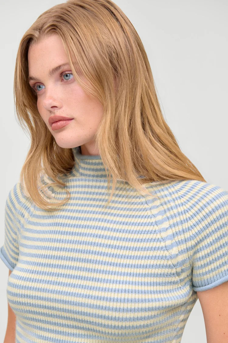 Harmony Cloud Knit Mockneck Top in Hazy Stripe