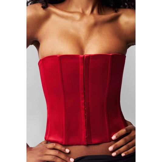 Satin Corset in Bordeaux - Guizio