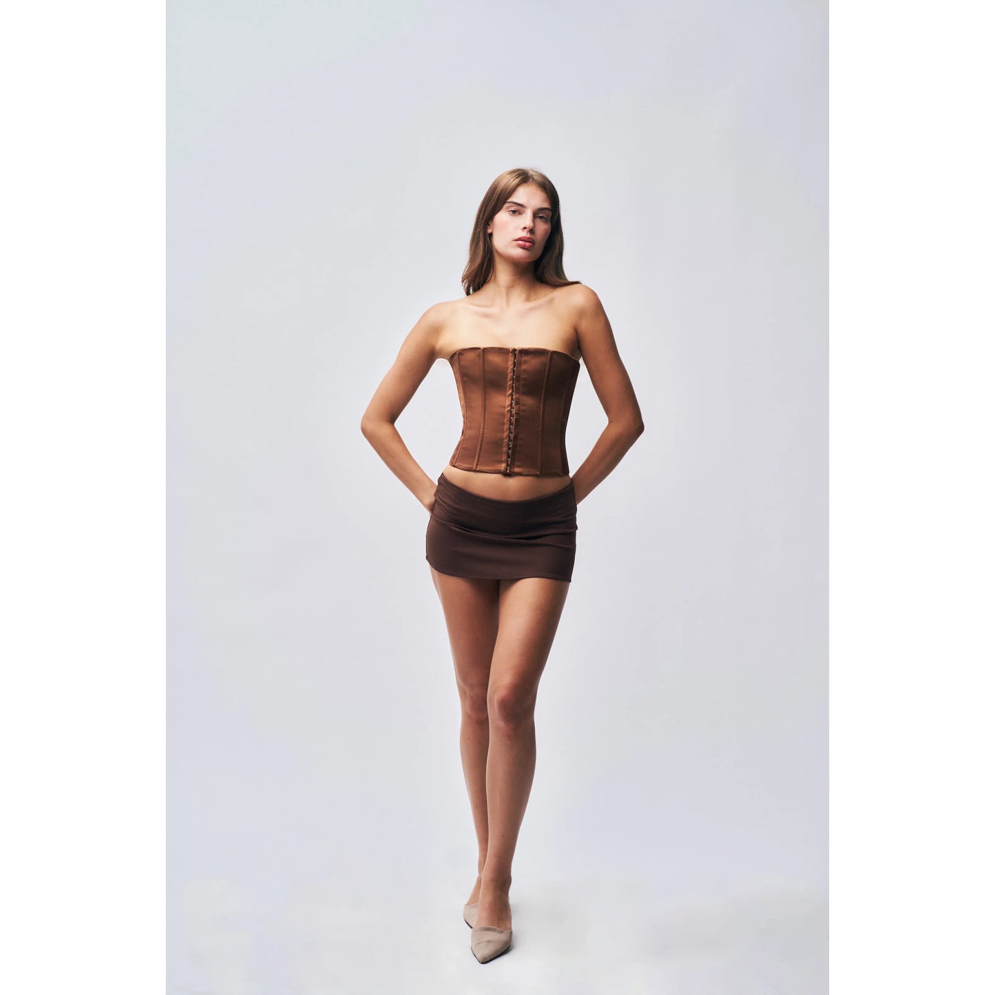 Micro Mini Stretch Skirt in Espresso
