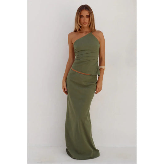 Adeline Maxi Skirt in Fern