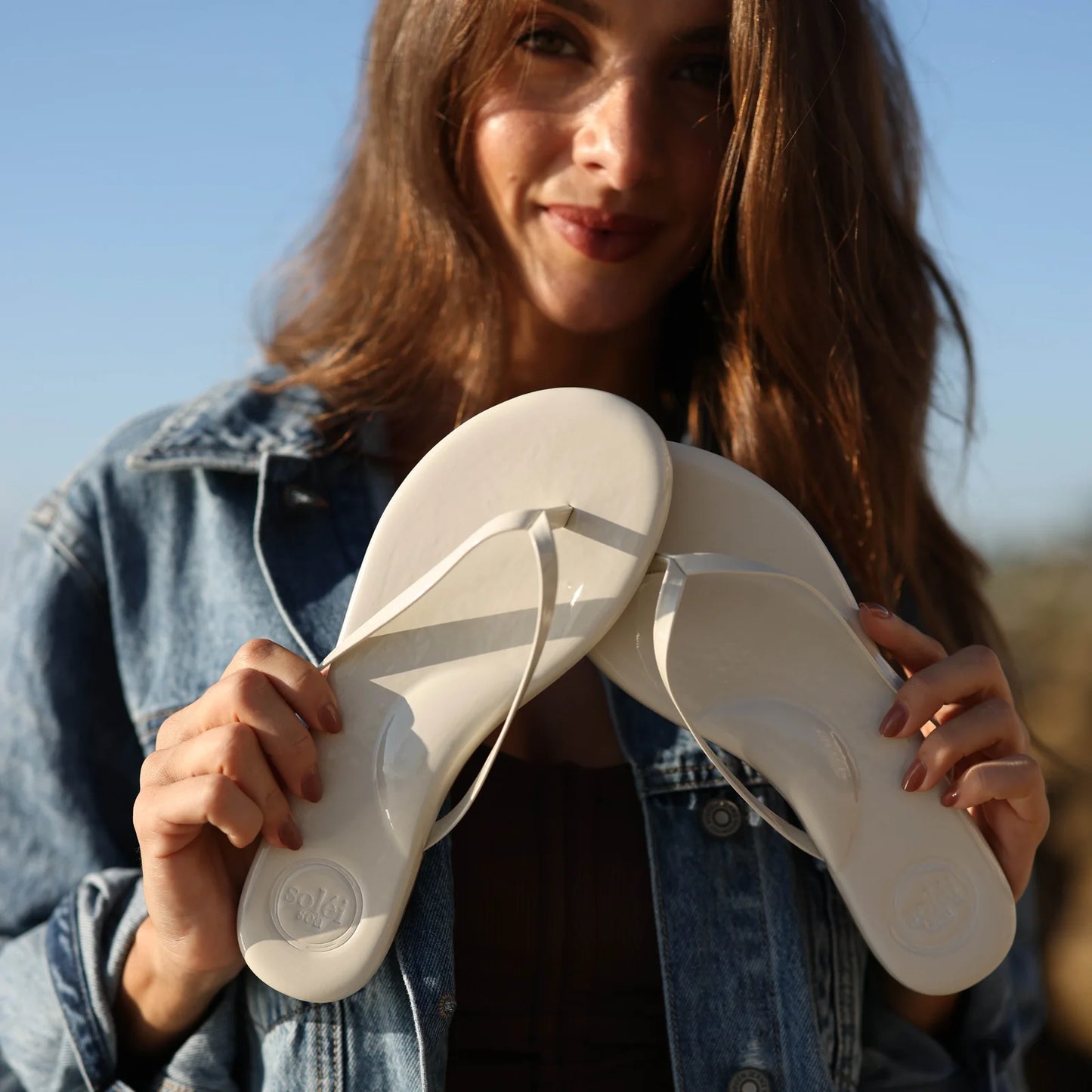 Indie Flip Flop in Cream Patent