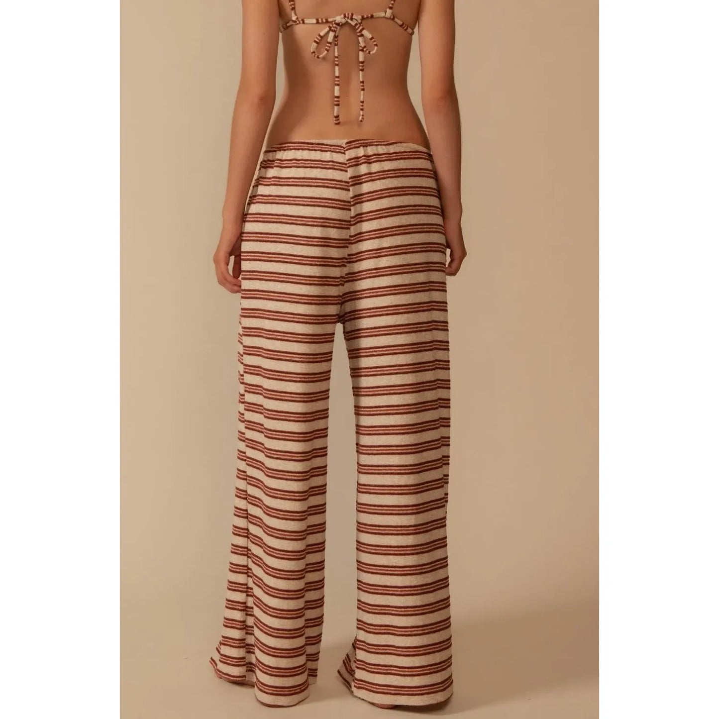 Joan Stripe Drawstring Wide-Leg Pant