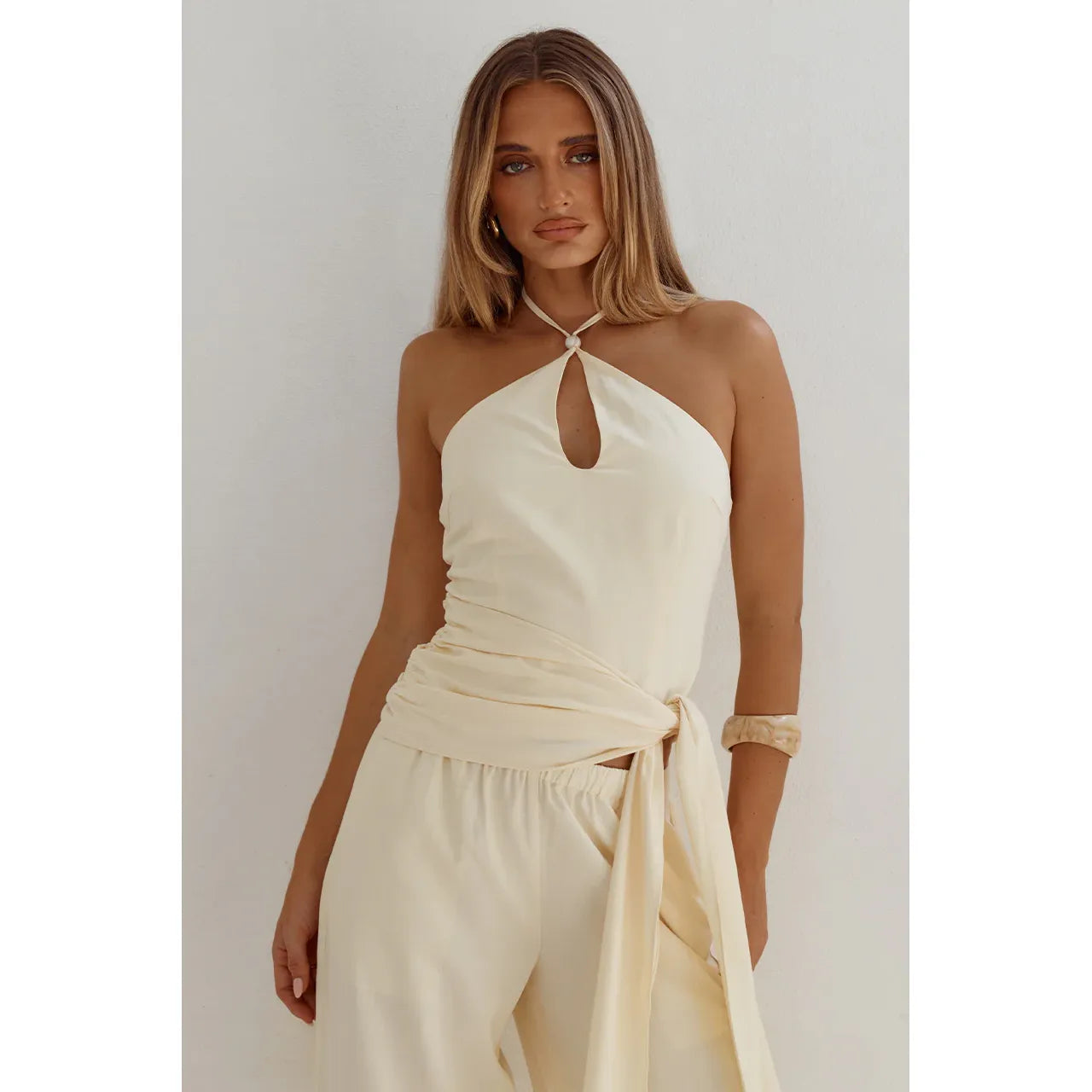 Laura Key Hole Top in Butter