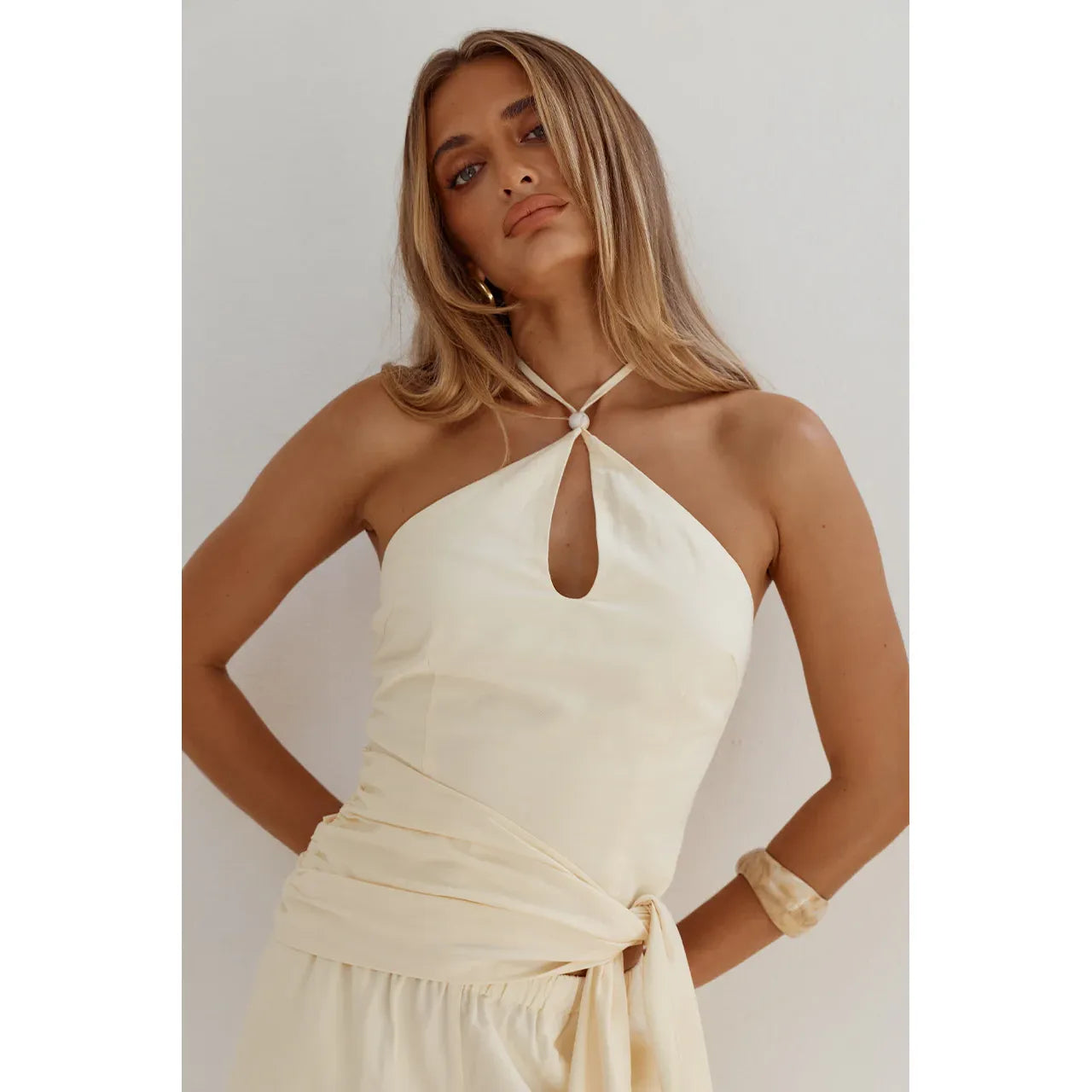 Laura Key Hole Top in Butter