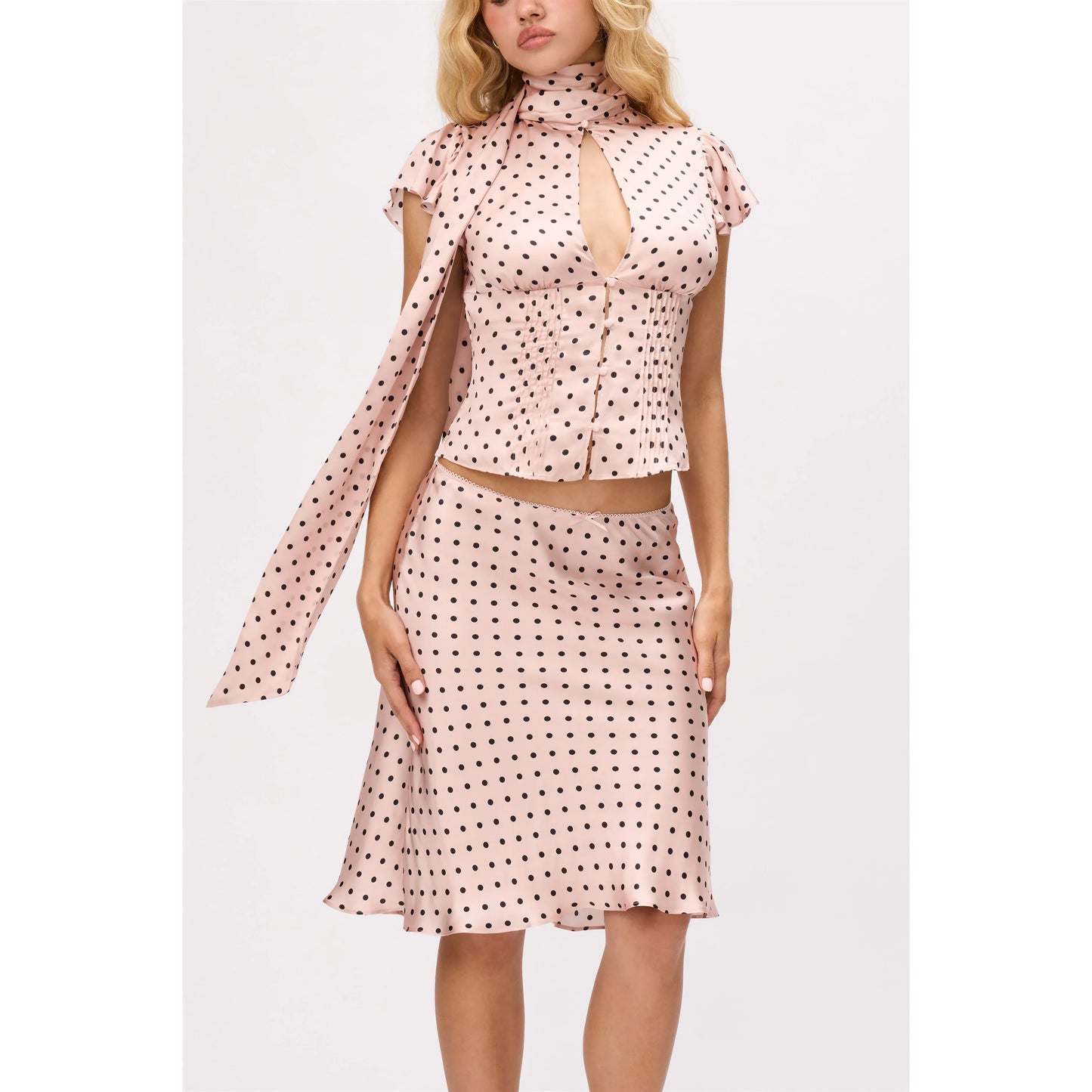 Ara Top in Pink Polka Dot