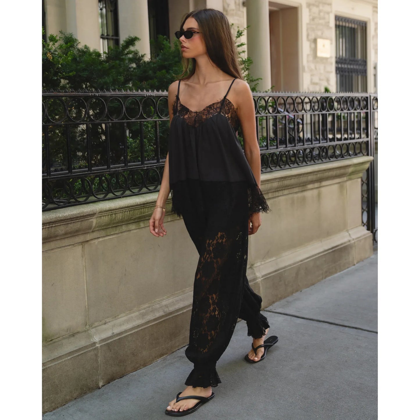 Lace Trim Cami in Black