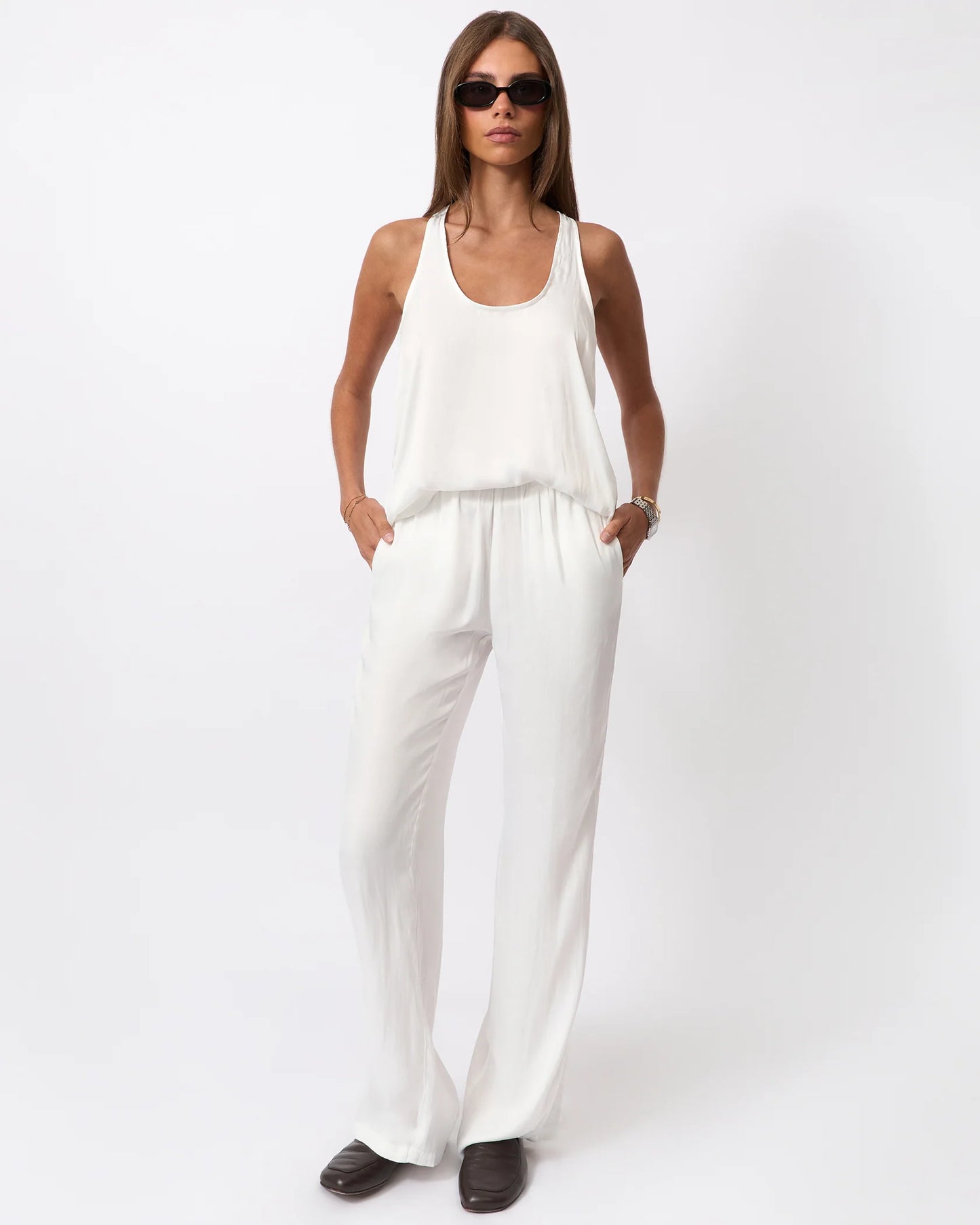 Silky Pull on Pant in White