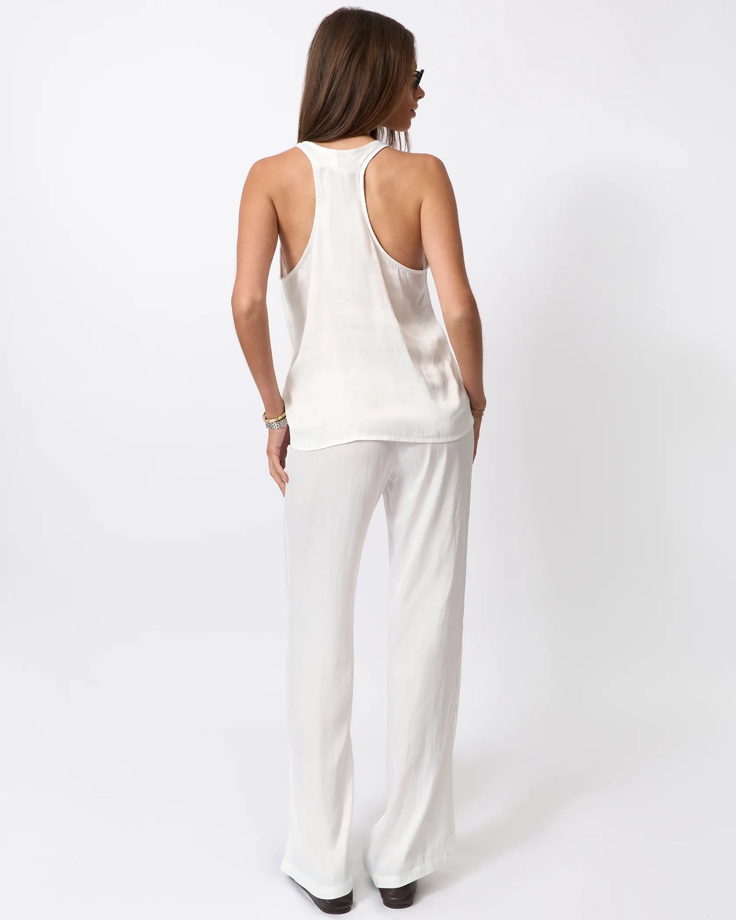 Deep U Tank Top in White