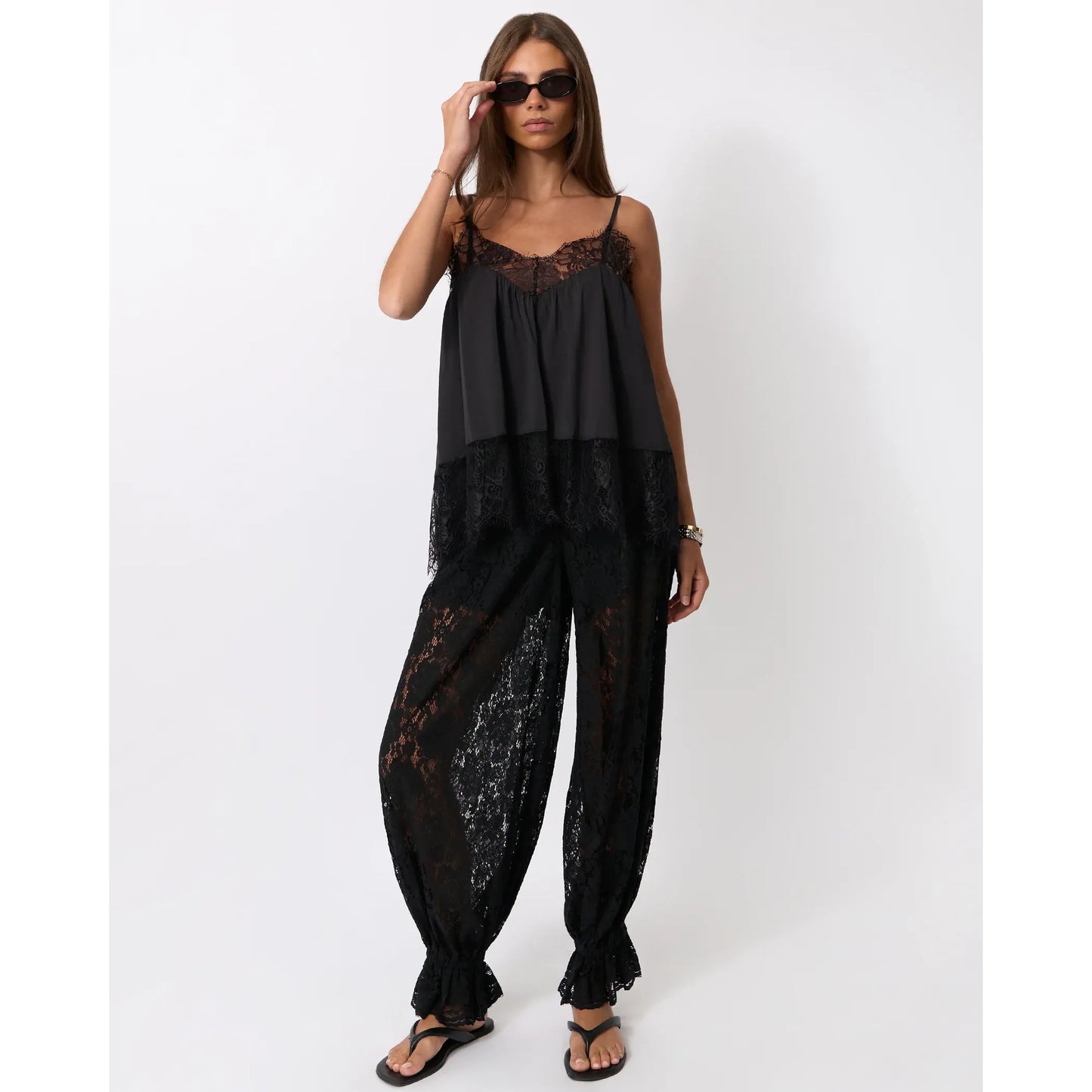 Lace Trim Cami in Black