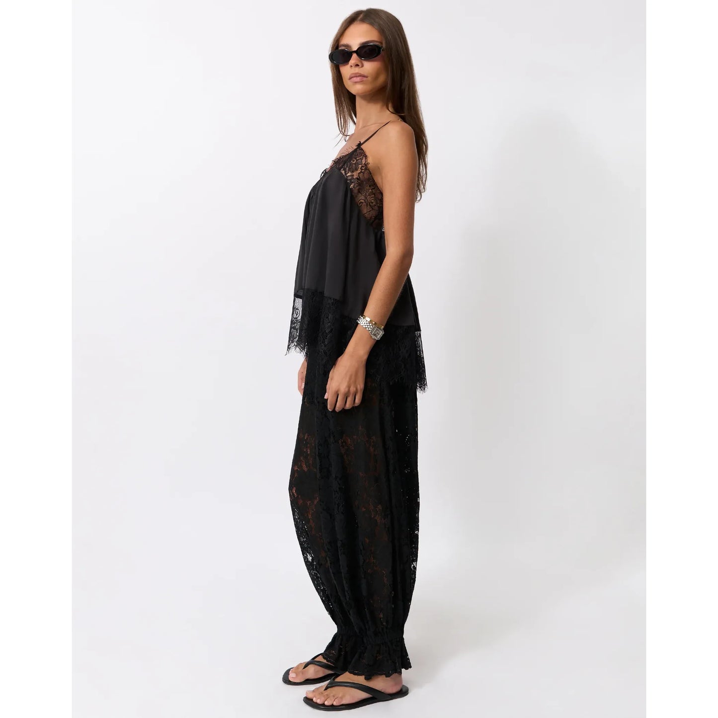 Lace Trim Cami in Black