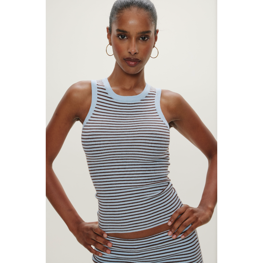 Cuddle Ribbed Tank (blue stripes) - Frankie's Bikinis