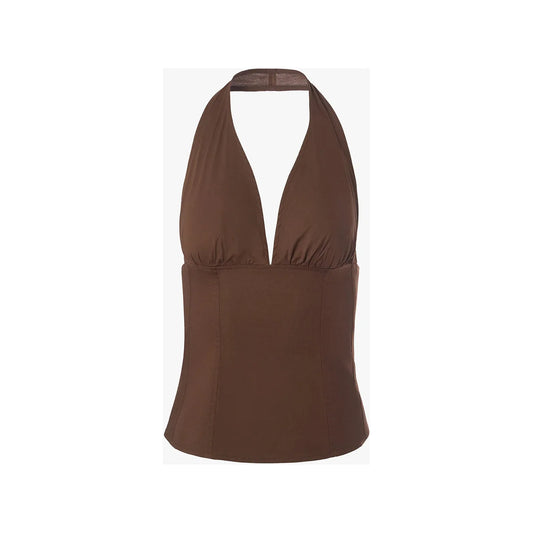 Halter Neck Corset Top in Brown - We Wore What