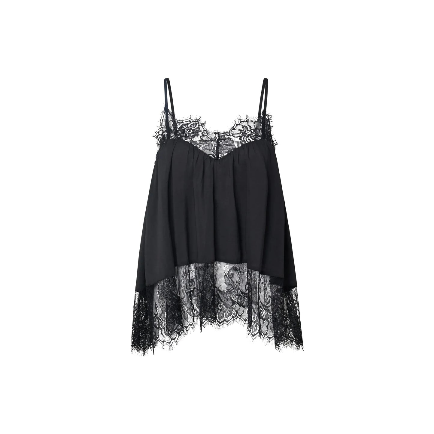 Lace Trim Cami in Black