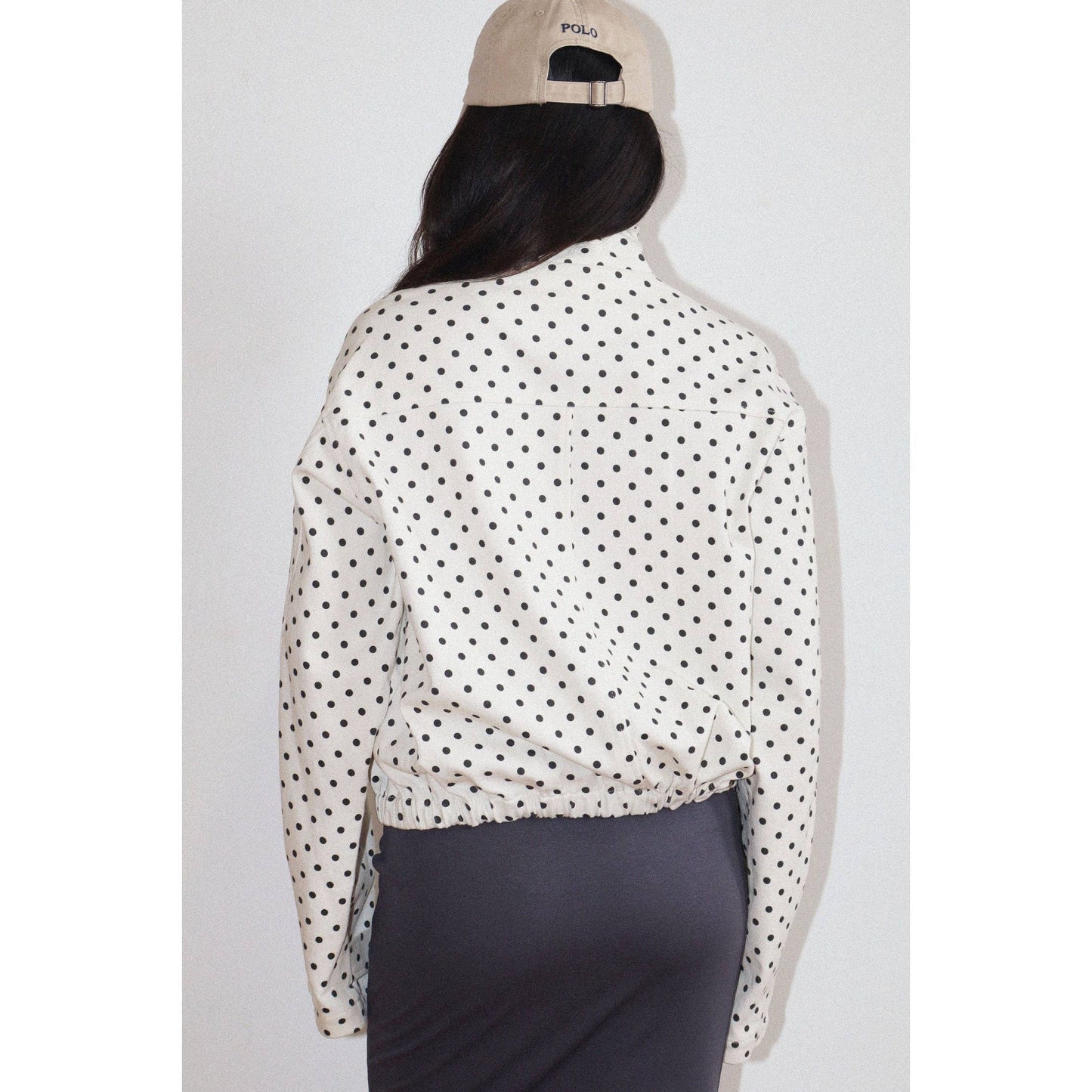 Polka Dot Zip-Up Windbreaker: CREAM / XS
