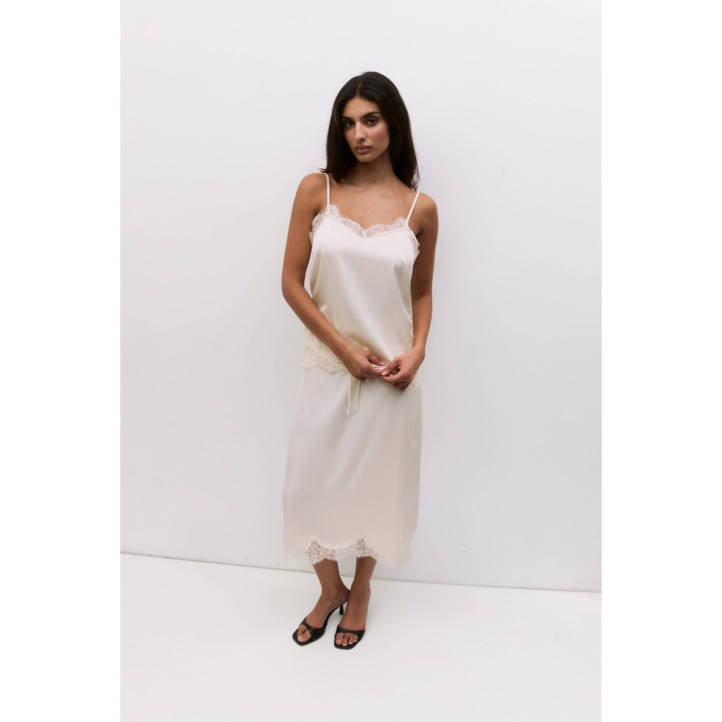 The Gabrielle Satin Lace Top