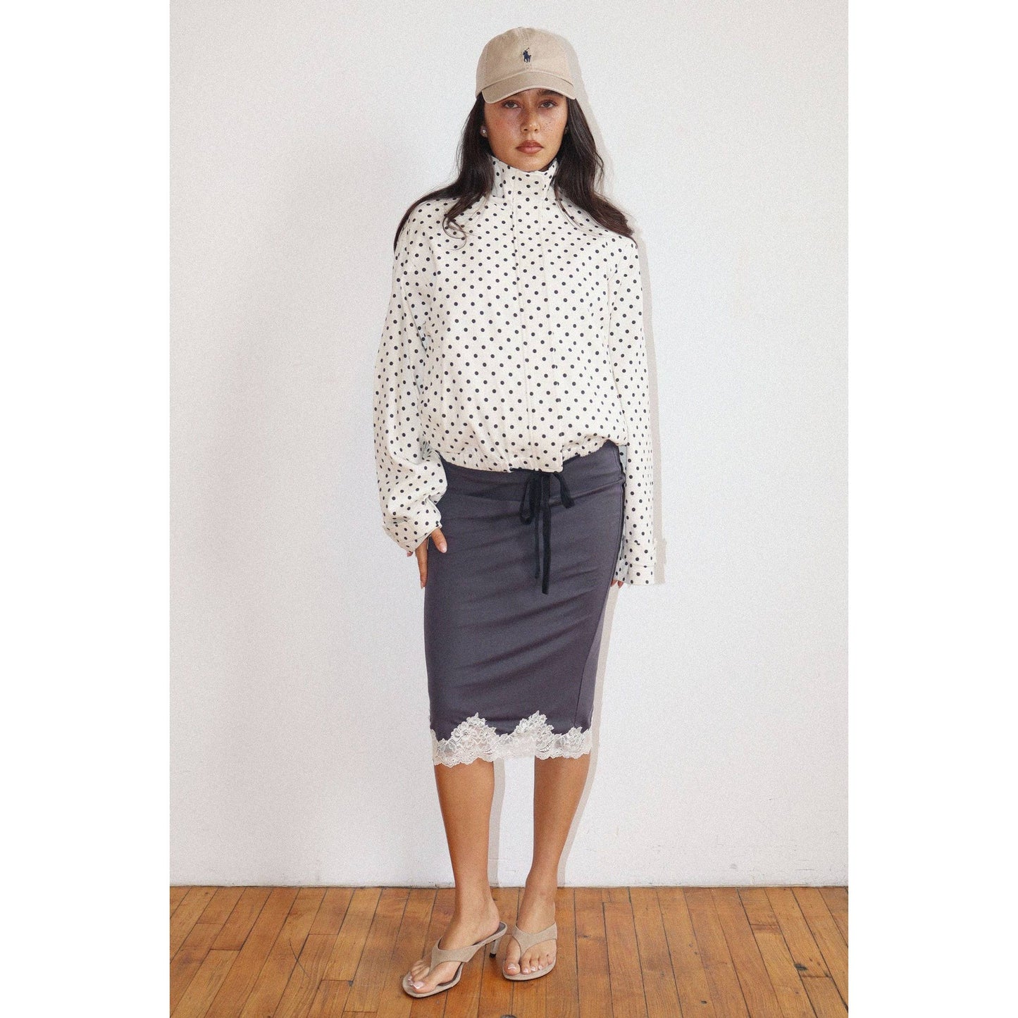 Polka Dot Zip-Up Windbreaker: CREAM / XS