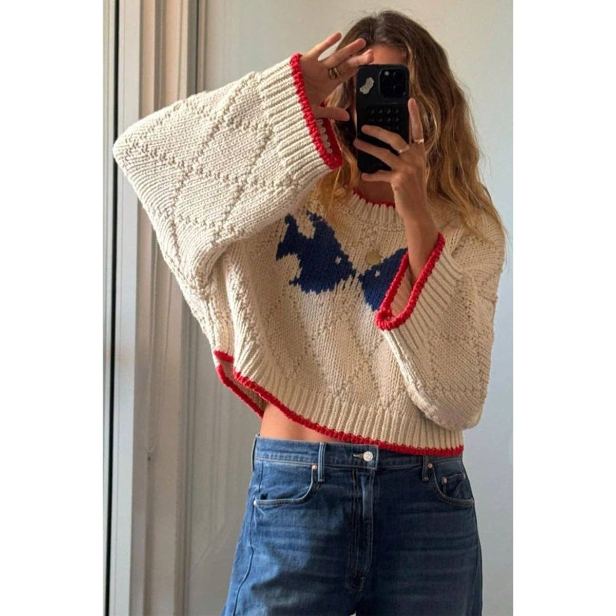 Summertime Fish Cropped Sweater