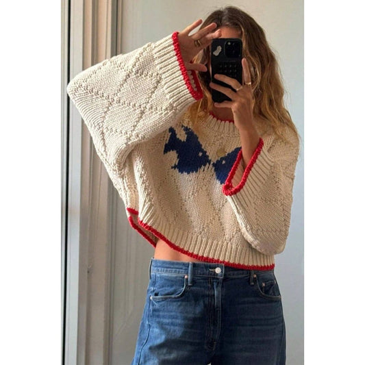 Summertime Fish Cropped Sweater