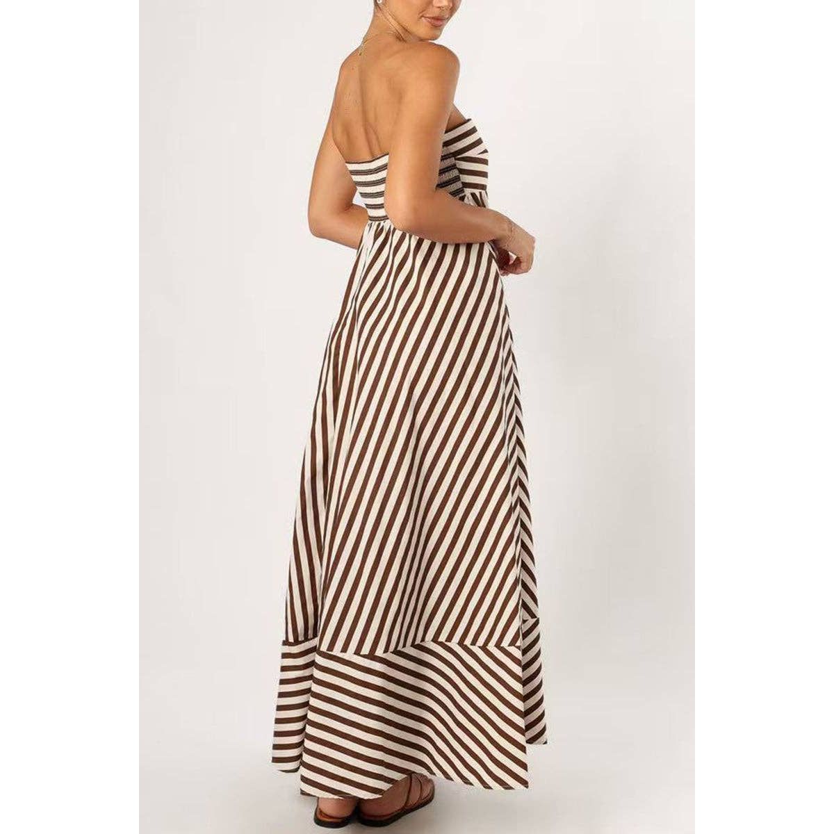 Strapless Striped Maxi Dress