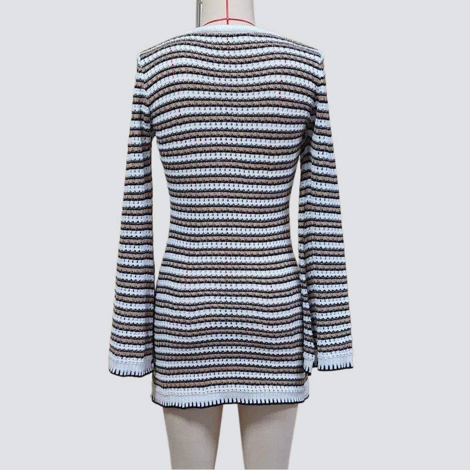 Coastal Stripe Knit Button Front Mini Dress