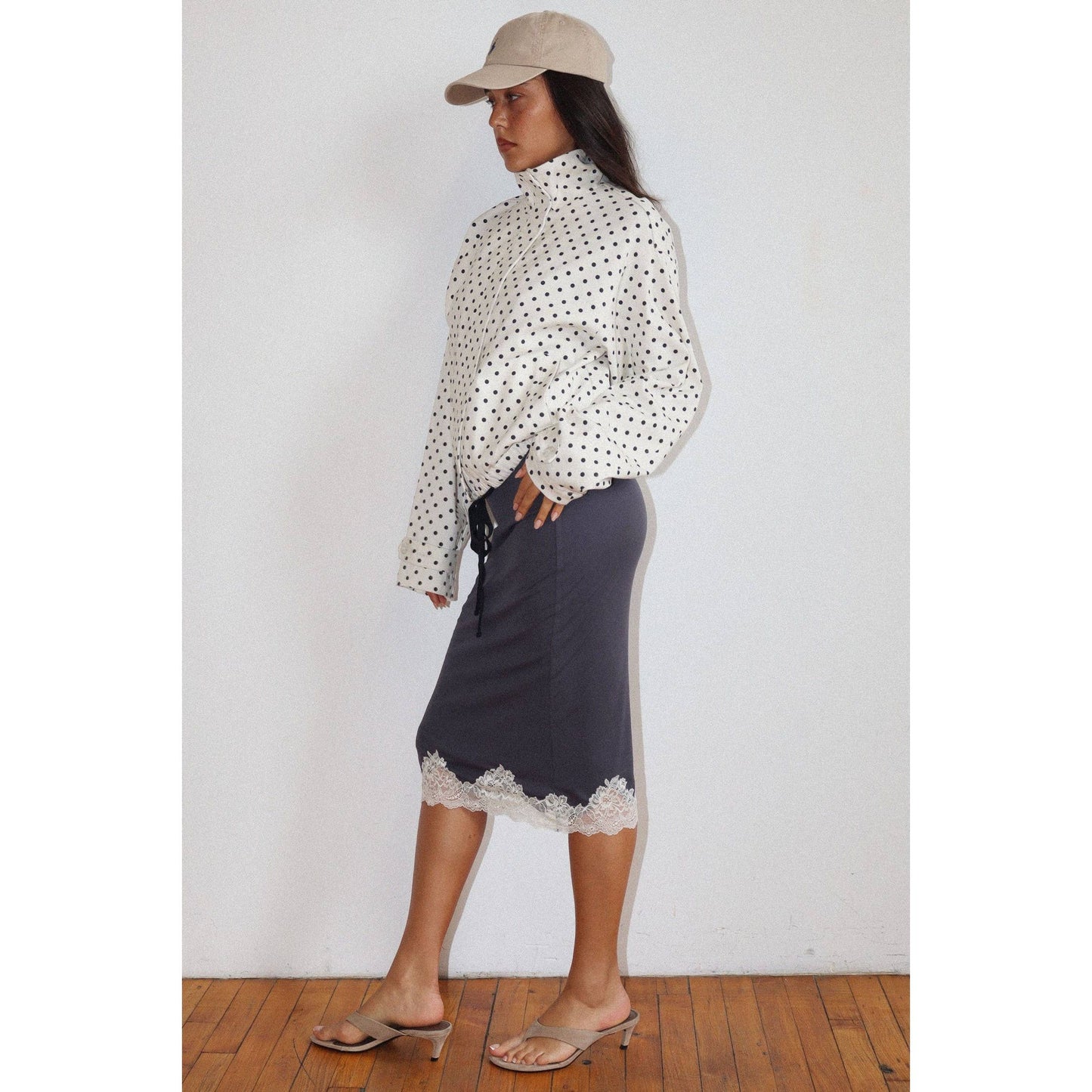 Polka Dot Zip-Up Windbreaker: CREAM / XS
