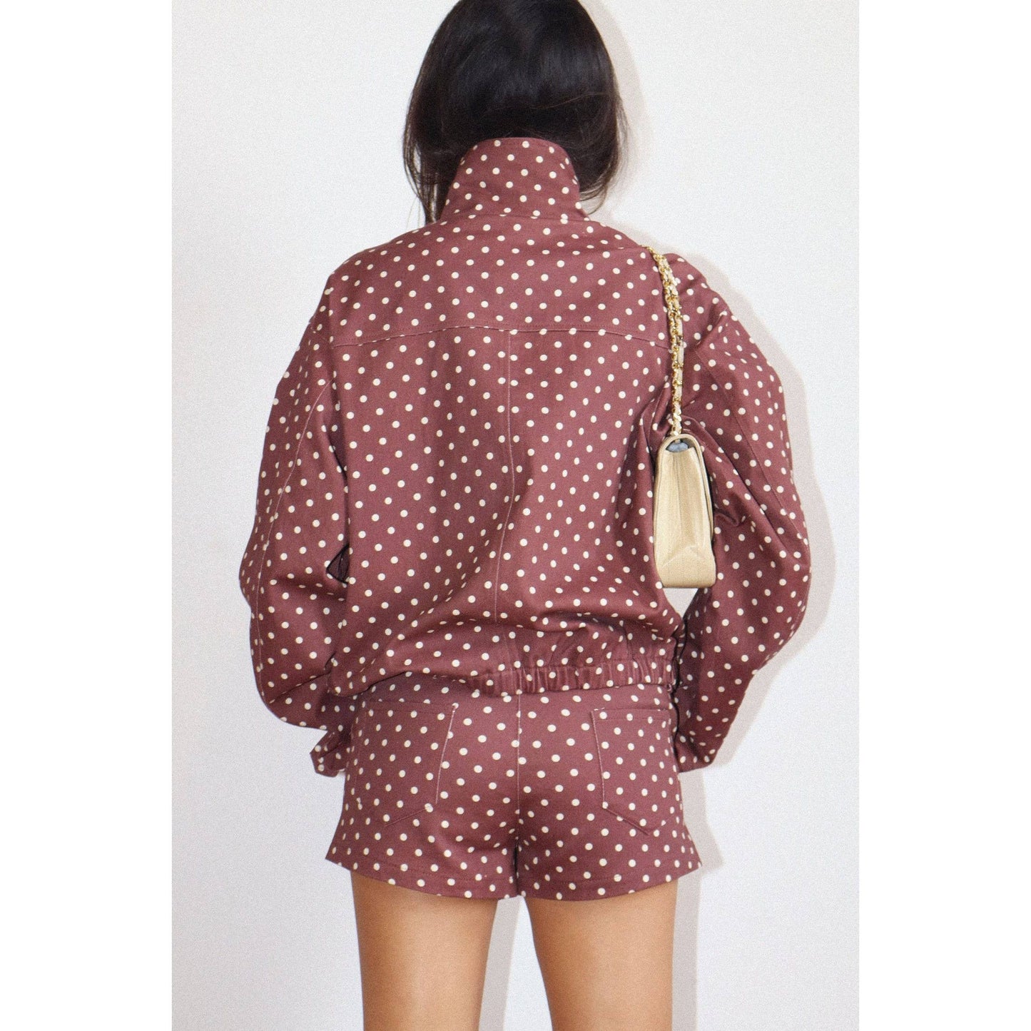 Polka Dot Zip-Up Windbreaker: CREAM / S