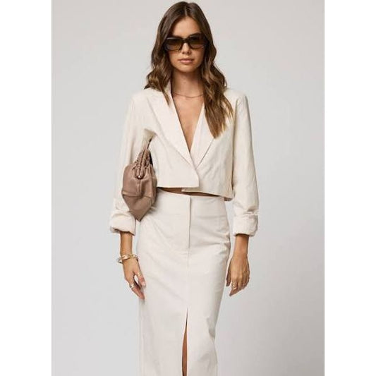 The Matte Twill Cropped Blazer - Stillwater
